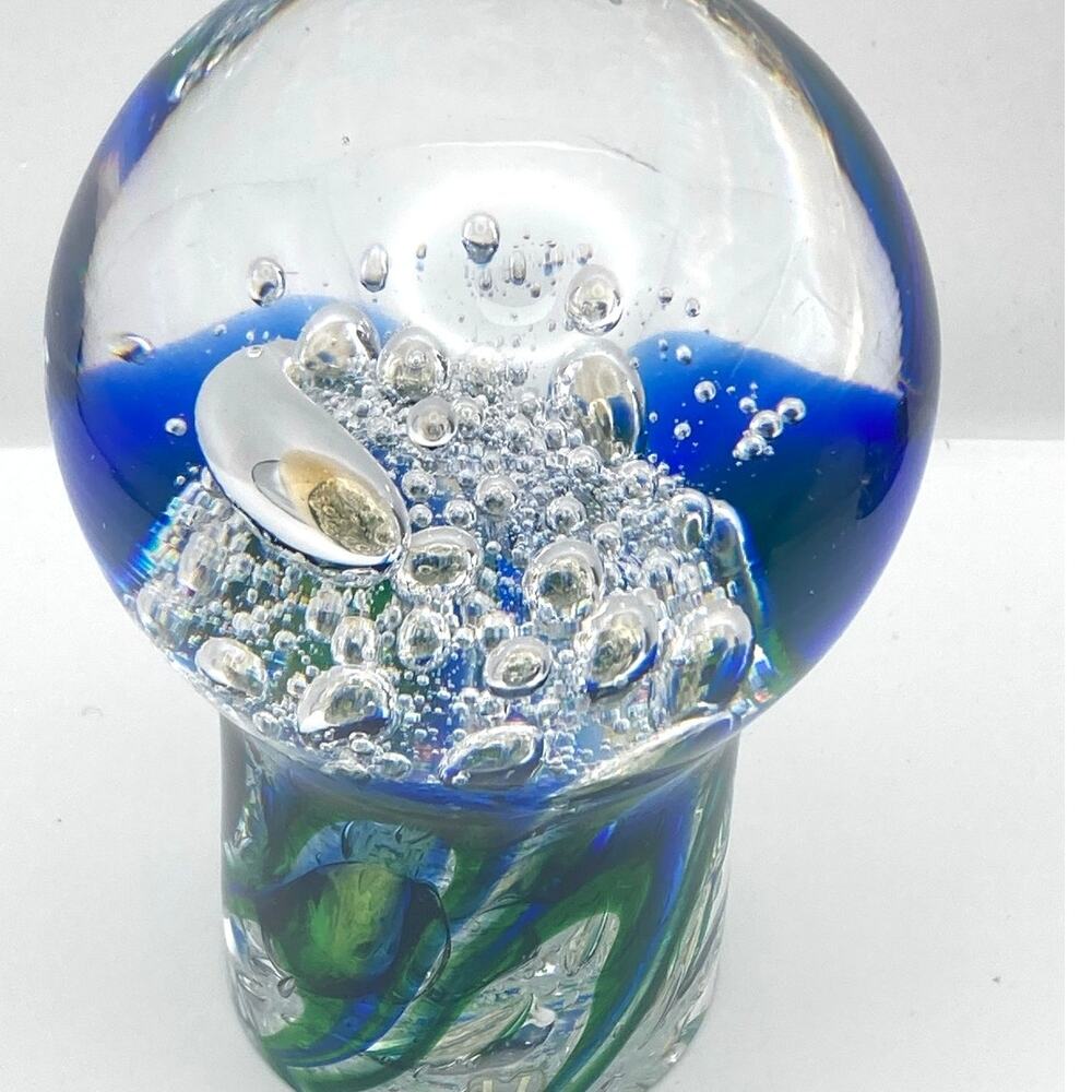 Beautiful VTG Art Glass Paperweight Heavy 3.5lbs 5.5" Tall Signature on Bottom